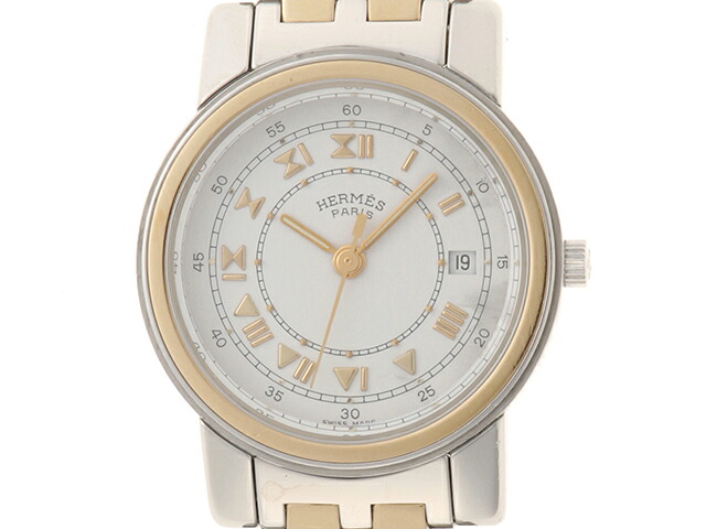 HERMES エルメス 腕時計 キャリック CA1.220 ステンレス/ゴールドメッキ クオーツ ホワイト文字盤 レディース【中古】【207】2148103943928|質屋 大黒屋