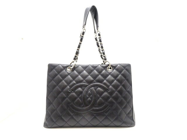 CHANEL シャネル バッグ マトラッセ GSTトートバッグ ネイビー/SV キャビアスキン ﾊﾞｯｸﾞ トートバッグ キャビアスキン ブラック レディース【中古】｜質屋　大黒屋