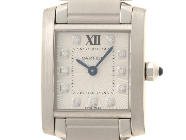 CARTIER カルティエ タンクフランセーズSM WE110006 ウォッチ ステンレス鋼スチール写真 11P金剛石しろがね色文字記号盤 石英 レディース【中古】472