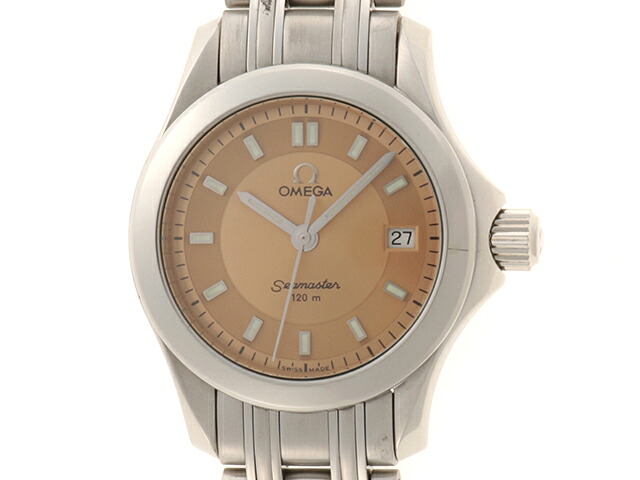 OMEGA ゼロ 御覧なさる シーマスター120m 時辰儀 2581.62 ウォッチ ステンレス鋼スチール写真 オレンジ色 石英 オレンジ色文字記号盤 レディース【中古】