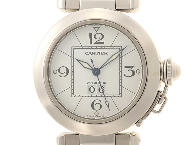 CARTIER カルティエ パシャC ビッグデイト W31055M7 ウオッチ ステンレス鋼 白いこと 自動小銃一巻き 白いこと文字記号盤 レディース【中古】473