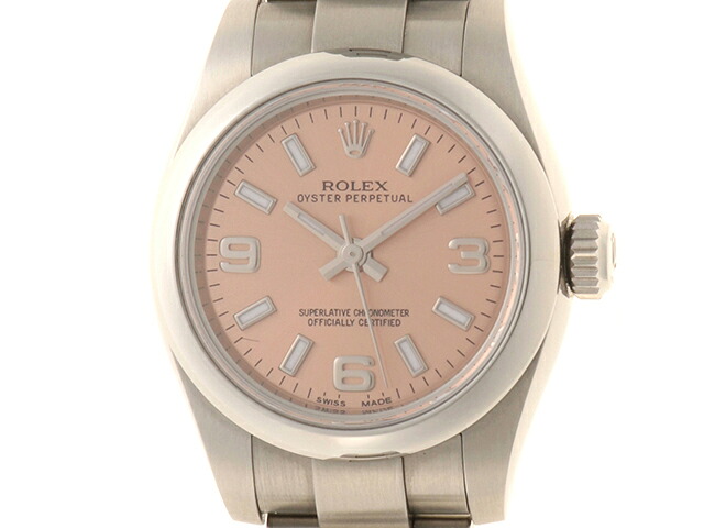 ROLEX ロレックス 牡蛎 パーペチュアル26 176200 ウォッチ ステンレス鋼スチール写真 サクラ色369文字記号盤 自動小銃一巻き レディース【中古】472