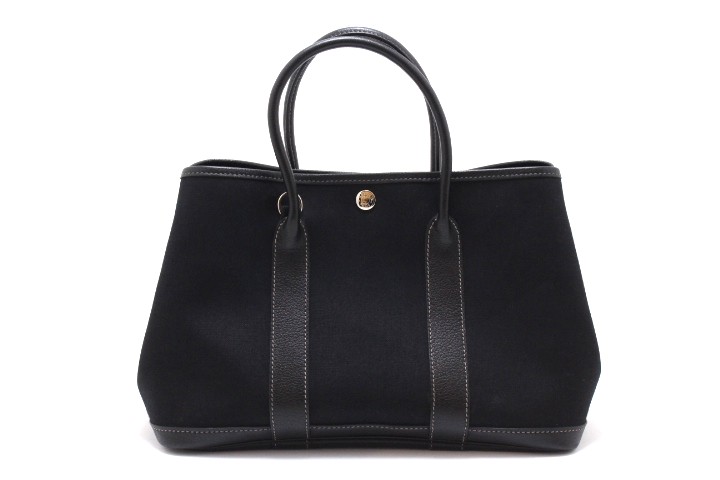 HERMES エルメス 御徒面子 庭園TPM   黒いこと/SV ハンドバック トワルオフィシエ 黒いこと/SV ユニ一発やる【中古】460