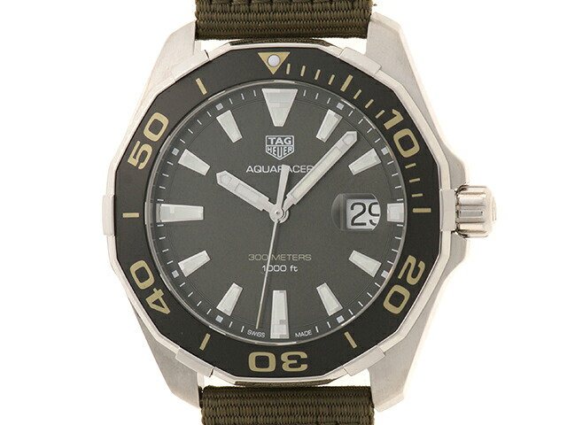 TAG HEUER タグホイヤー 御覧なさる アクアレーサー 時辰儀 WAY101E.FC8222 ウォッチ ステンレス鋼/ナイロン しろがね色 しろがね色 メンズ【中古】【431】
