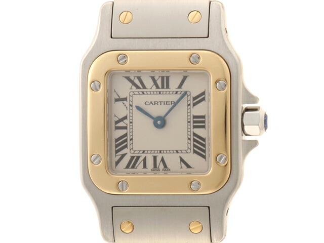 CARTIER カルティエ 御覧になる サントス ガルベSM 時辰儀 W20012C4 ウオッチ ステンレス鋼 白いこと レディース【中古】