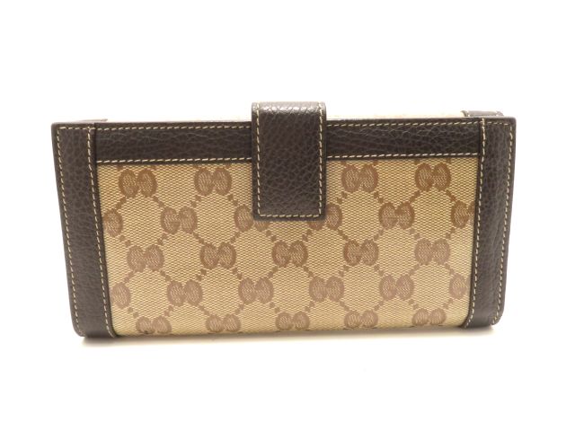 GUCCI グッチ 御徒面子 GG水晶 W引っかかり長紙入れ ベージュ/うす暗い赤銅色 PVC ｻｲﾌ･小物 231839 長紙入れ 上塗り帆布/上塗り帆布／なめし革 ベージュ／うす暗い赤銅色 ユニ一発やる【中古】431
