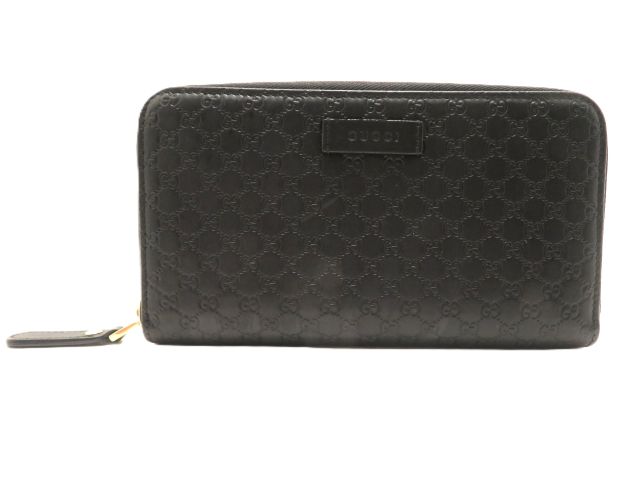 GUCCI グッチ 御徒面子 マイクログッチシマ ラウンド長紙入れ 黒いこと なめし革 ｻｲﾌ･小物 449391 長紙入れ なめし革 黒いこと ユニ一発やる【中古】431