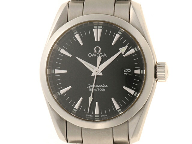 OMEGA ゼロ 御覧なさる シーマスター アクアテラ 時辰儀 2518.50 ウォッチ ステンレス鋼 黒いこと 石英 メンズ【中古】471