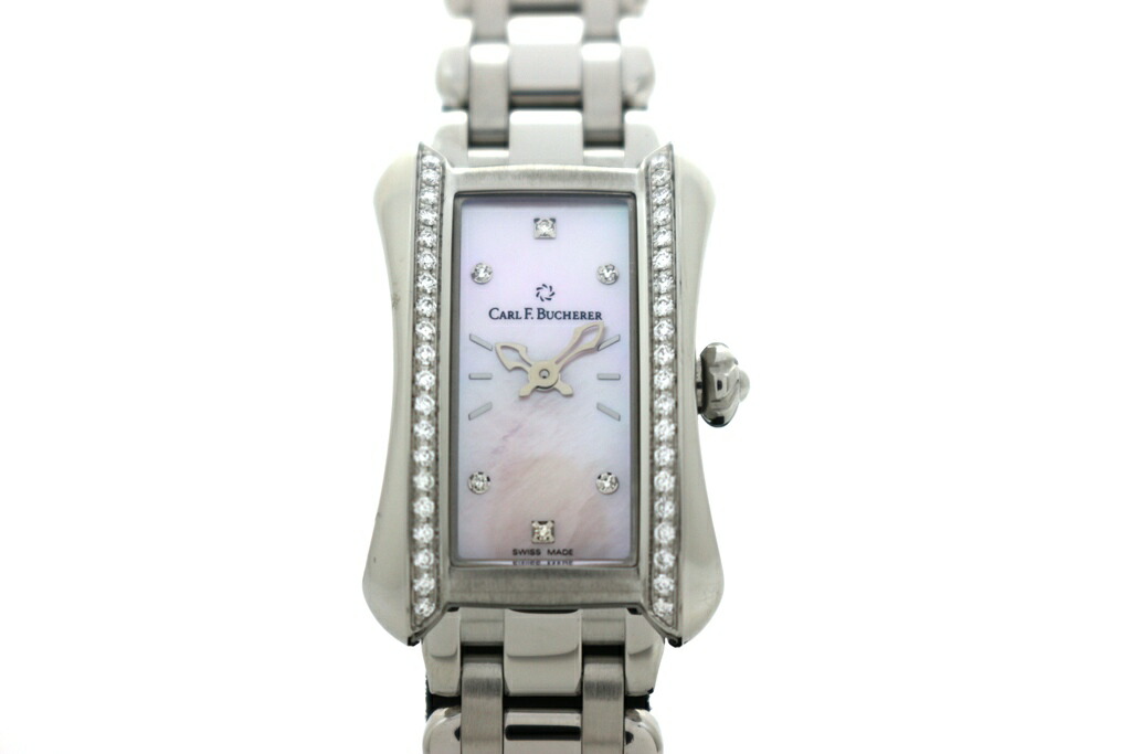 CARL F.BUCHERER 長い巻き毛 F.ブヘラ アラクリア ダイヤベゼル 10703.08 ウォッチ ステンレス鋼スチール写真 サクラ色外殻 レディース 石英 2148104051103 【200】【中古】