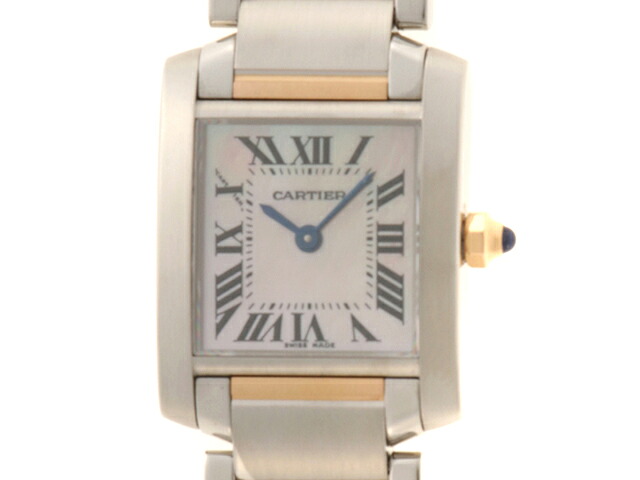 CARTIER カルティエ ご覧なさる タンクフランセーズSM 時辰儀 W51027Q4 ウオッチ ステンレス鋼スチール写真 サクラ色 石英 サクラ色文字記号盤 レディース【中古】436