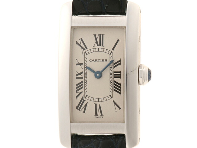 Cartier カルティエ 貯蔵タンクアメリカン W2601956 しろがね色 ウォッチ K18白いことゴールド/なめし革 レディース 石英 2148104089434 【200】【中古】