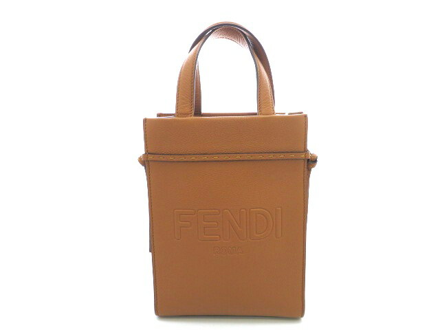 FENDI フェンディ 2WAY御徒面子 ゴートゥショッパー スモール 7VA584 ショルダーバッグ なめし革 赤銅色 レディース【中古】【473】