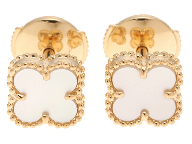 Van Cleef \u0026 Arpels ヴァンクリーフ＆アーペル 宝飾品 貴金属･貴石  スウィートアルハンブラピアス 白いこと マザーオブパール 2.5g  VCARA44800  K18黄色ゴールド  レディース【中古】