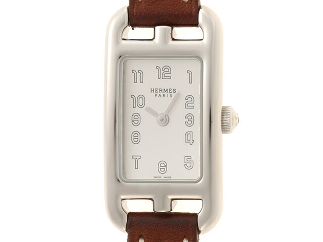 HERMES エルメス ナンタケットPM NA2.110 ウオッチ ステンレス鋼スチール写真/なめし革 しろがね色 レディース 石英 2148104092359 【200】【中古】