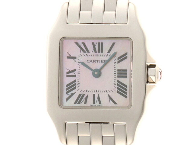 CARTIER カルティエ サントス ドゥモアゼルSM W25075Z5 ウォッチ 御覧なさる  SS ステンレス鋼スチール写真 石英 サクラ色外殻永遠の都文字記号盤 レディース【中古】460