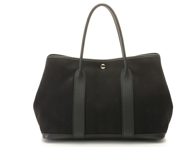 HERMES エルメス 御徒面子 庭園寄り合いPM 黒いこと/SV ﾊﾞｯｸﾞ トートバッグ 帆布/なめし革 黒いこと ユニ一発やる【中古】436