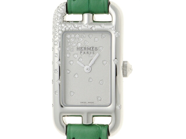 HERMES エルメス ナンタケット ジュテドゥディアマン NA2.131 しろがね色 ステンレス鋼スチール写真/なめし革 レディース 石英 2148103870637 【200】【中古】