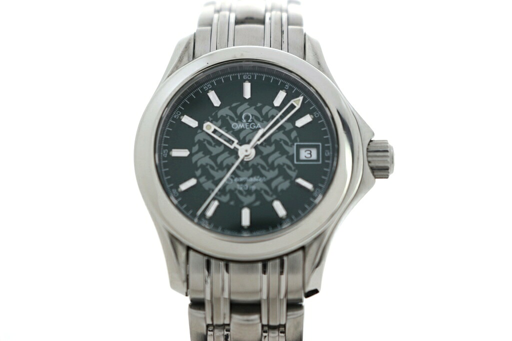 OMEGA ゼロ シーマスター120m ジャックマイヨール 1998年 2586.70 緑であること ステンレス鋼スチール写真 レディース 石英 21481039850589 【200】【中古】