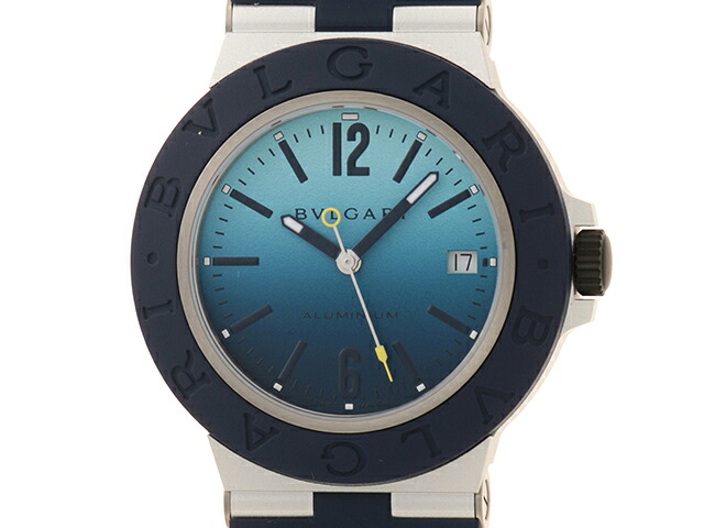 BVLGARI ブル小峡谷 アルミニウム・カプリ LIMITED・地球制限事項1000本 BB40ATHMS/103815 ウオッチ 軽銀/天然ゴム 自動小銃巻 青碧グラデーション文字記号盤 メンズ【中古】473