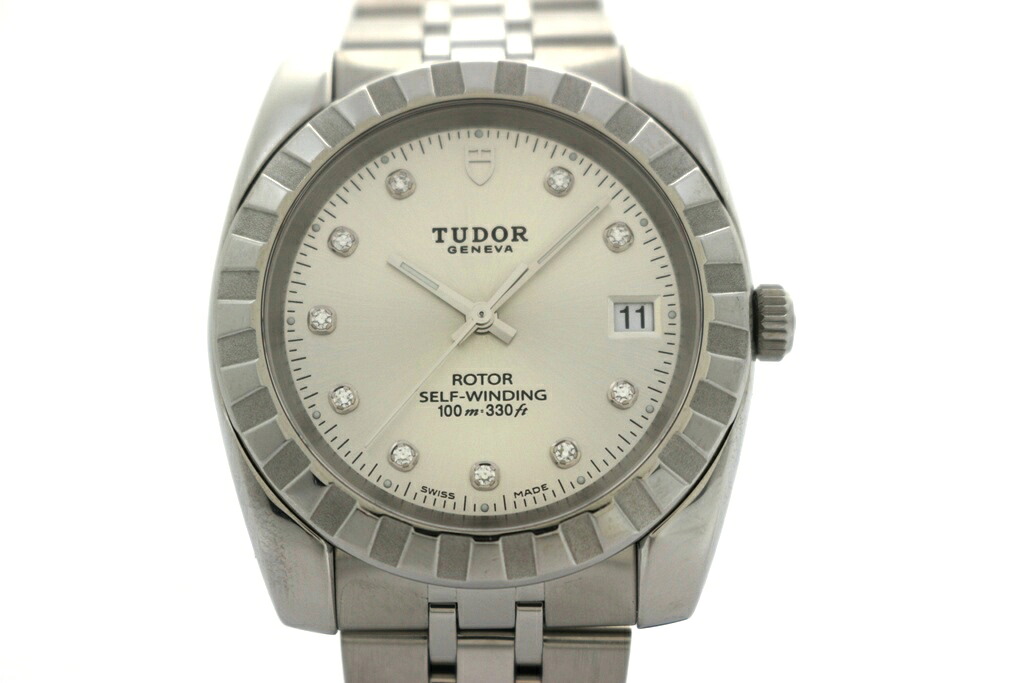 TUDOR チュードル/チューダー クラシックデイト 21010 しろがね色 10尖んがり金剛石 ステンレス鋼スチール写真 メンズ 自動小銃一巻き 2148103902222 【200】【中古】