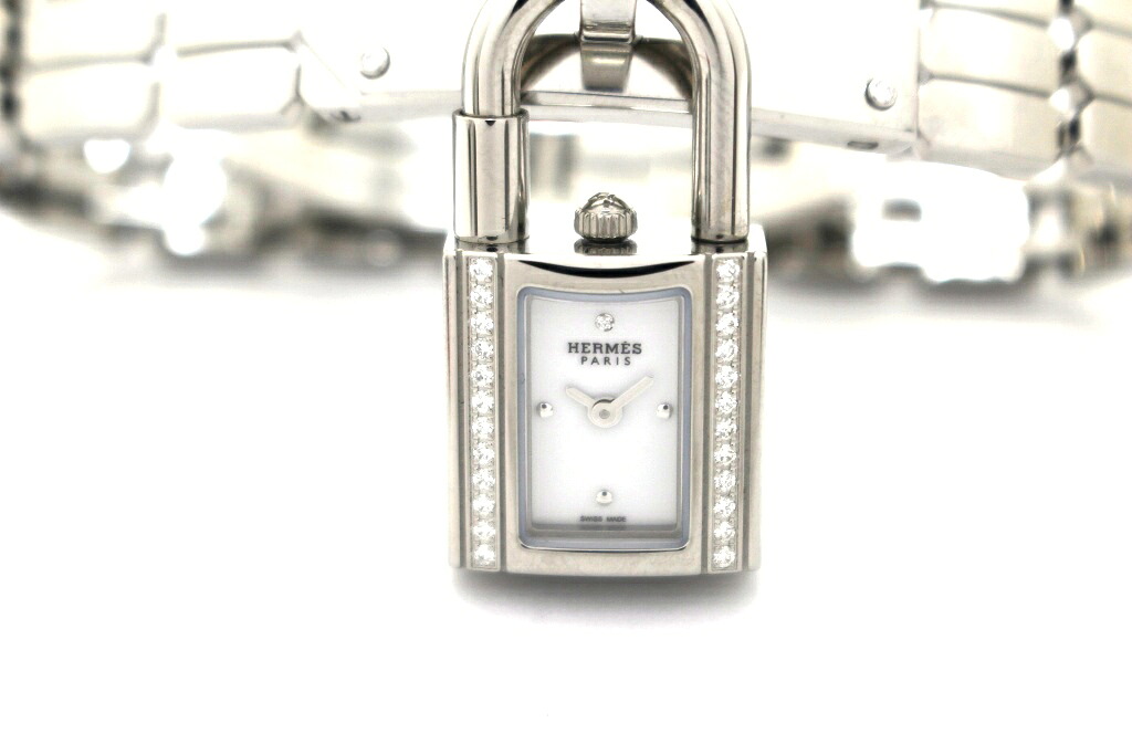 HERMES エルメス ケリーウォッチ KE4.130 白いこと ダイヤベゼル ウォッチ ステンレス鋼スチール写真 レディース 石英 2148103958526 【200】【中古】