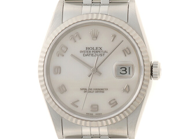 ROLEX ロレックス ウォッチ デイトジャスト 時計 16234NA 腕時計 ステンレススチール/ホワイトゴールド ホワイトシェル文字盤 自動巻き メンズ【中古】｜質屋　大黒屋
