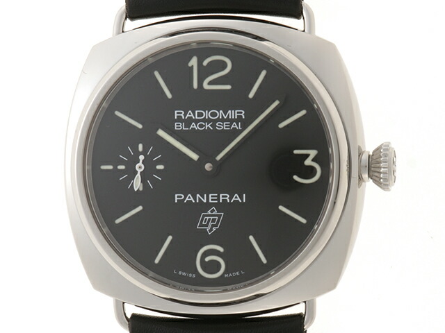 PANERAI パネライ ラジオ受信機食用粉 黒いこと押捺 ロゴタイプ PAM00380 ウオッチ ステンレス鋼スチール写真 黒いこと文字記号盤 手一巻き メンズ【中古】472
