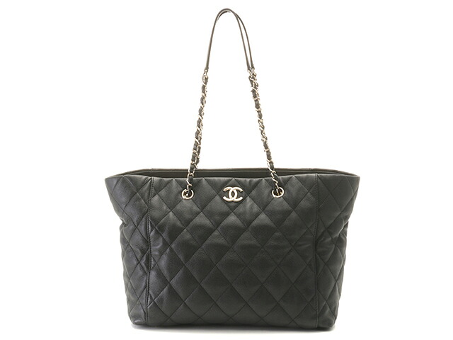 CHANEL シャネル 御徒面子 マトラッセ チェーンショルダートート 黒いこと/GP キャビア ﾊﾞｯｸﾞ トートバッグ キャビアひと肌 黒いこと レディース【中古】【436】