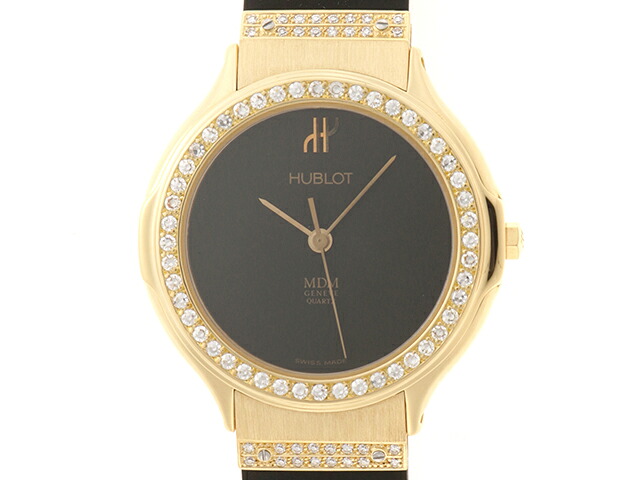HUBLOT ウブロ 古典派音楽 MDM 140.10.5 ウォッチ K18黄色ゴールド K18YG/思われ人 黒いこと文字記号盤 石英 レディース【中古】472