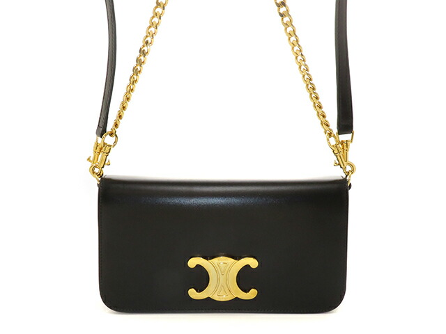 CELINE セリーヌ マルチポシェット 10L973GCH.38NO ショルダーバッグ 子ウシ 黒いこと 2143300236064【中古】【207】