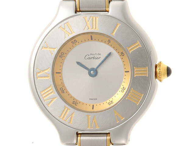 CARTIER カルティエ 船檣21 SM W10073R6 ウオッチ ステンレス鋼/黄色ゴールド  石英 しろがね色文字記号盤 レディース【中古】【473】