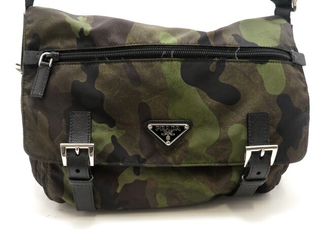 PRADA プラダ バッグ カモフラージュ ショルダーバッグ カーキ/ブラック ナイロン/サフィア バッグ BT6671 ショルダーバッグ ナイロン カモフラージュ迷彩柄 カーキグリーン メンズ【中古】431|質屋 大黒屋