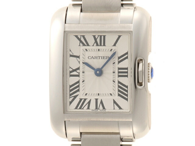 CARTIER カルティエ タンクアングレーズ SM W5310022 ウォッチ ステンレス鋼スチール写真 しろがね色文字記号盤 石英 レディース【中古】472