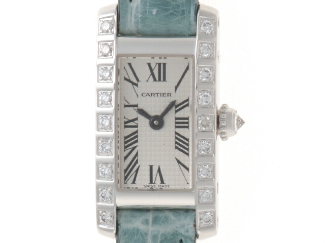 CARTIER カルティエ ラニエール タンク アロンジェSM WJ200338 腕時計 K18ホワイトゴールド/鰐革/ダイヤモンドベゼル シルバー文字盤 クオーツ レディース【中古】【472】SJ|質屋 大黒屋