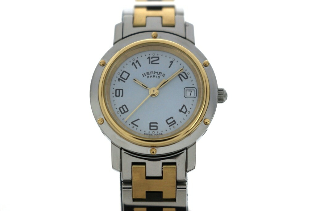 HERMES エルメス クリッパーコンビ CL4.220 白いこと GP/ステンレス鋼スチール写真 レディース 石英 2148104005656 200 【中古】