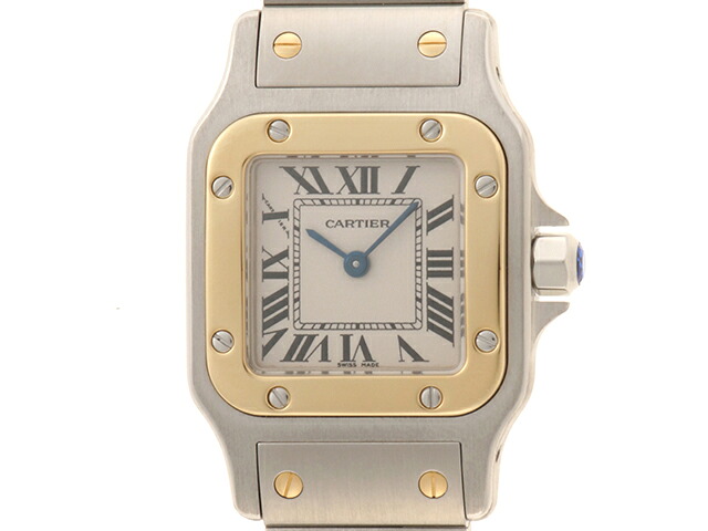 CARTIER カルティエ サントス ガルベSM W20012C4 ウォッチ スチール写真/K18黄色ゴールド しろがね色文字記号盤 石英 レディース【中古】472