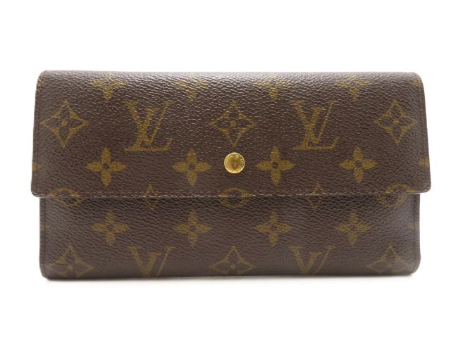 LOUIS VUITTON ルイ・ヴィトン 御徒面子 ポルトトレゾール・インターナショナル モノグラム ｻｲﾌ･小物 M61215 三つ折り紙入れ モノグラム帆布/モノグラム 赤銅色 レディース【中古】【431】