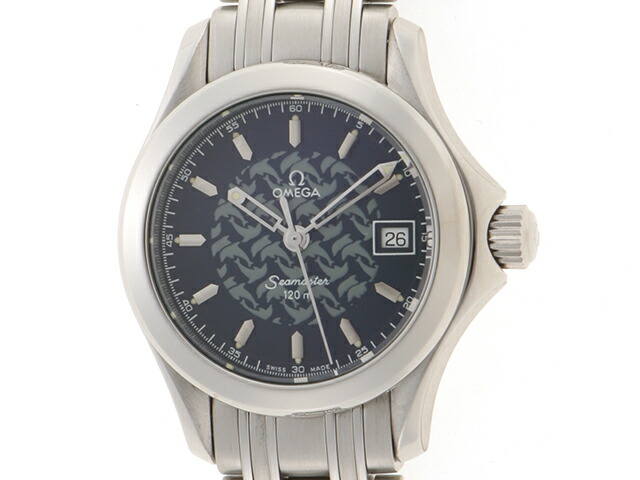 OMEGA ゼロ シーマスター ジャックマイヨール 1997 2580.80 ウォッチ ステンレス鋼スチール写真 米国海軍文字記号盤 石英 レディース【中古】472