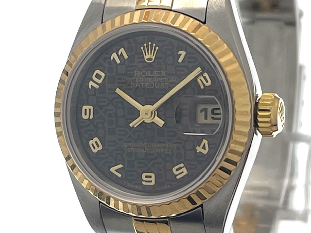 ROLEX ロレックス デイトジャスト26 79173 腕時計 ステンレススチール/K18イエローゴールド K18YG ブラックコンピューターアラビア文字盤 自動巻き レディース【中古】472|質屋 大黒屋