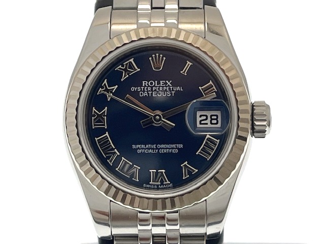ROLEX ロレックス デイトジャスト26 179174 腕時計 K18ホワイトゴールド K18WG/ステンレススチール ブルーローマン文字盤 自動巻き レディース【中古】472｜質屋　大黒屋