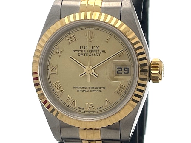 ROLEX ロレックス デイトジャスト26 69173 ウォッチ K18黄色ゴールド K18YG/ステンレス鋼スチール写真 三鞭酒人情本文字記号盤 自動小銃一巻き レディース【中古】472