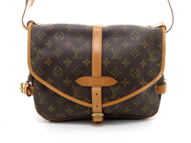 LOUIS VUITTON ルイ・ヴィトン 御徒面子 ソミュール30 モノグラム M42256 ショルダーバッグ モノグラム帆布 赤銅色【中古】437