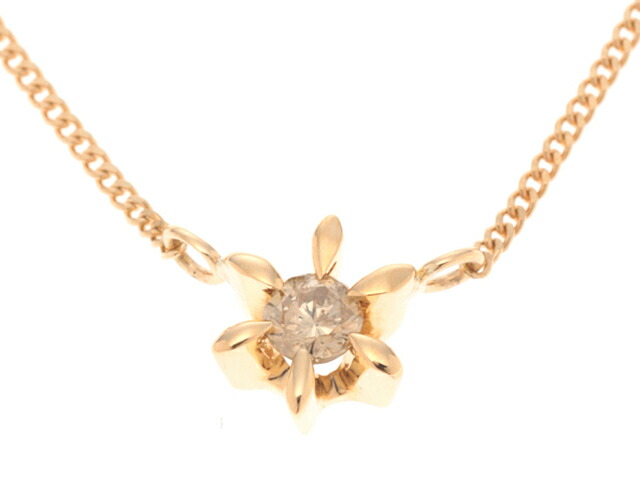 JEWELRY ジュエリー ジュエリー K18YG/D0.08ct/約1.6g【205】 貴金属･宝石 ネックレス K18イエローゴールド K18YG/ダイヤモンド イエロー レディース【中古】｜質屋　大黒屋