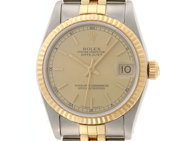 ROLEX ロレックス ウォッチ デイトジャスト 時計 68273 腕時計 ステンレススチール/イエローゴールド シャンパン N番 自動巻き シャンパン文字盤 ユニセックス【中古】432|質屋 大黒屋