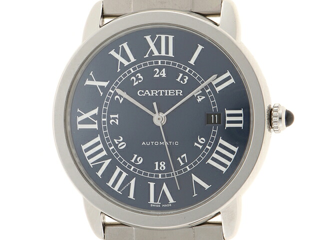 CARTIER カルティエ ロンドソロ XL WSRN0023 ウォッチ スチール写真 青色文字記号盤 自動小銃一巻き メンズ 現況売りわたす品【中古】472