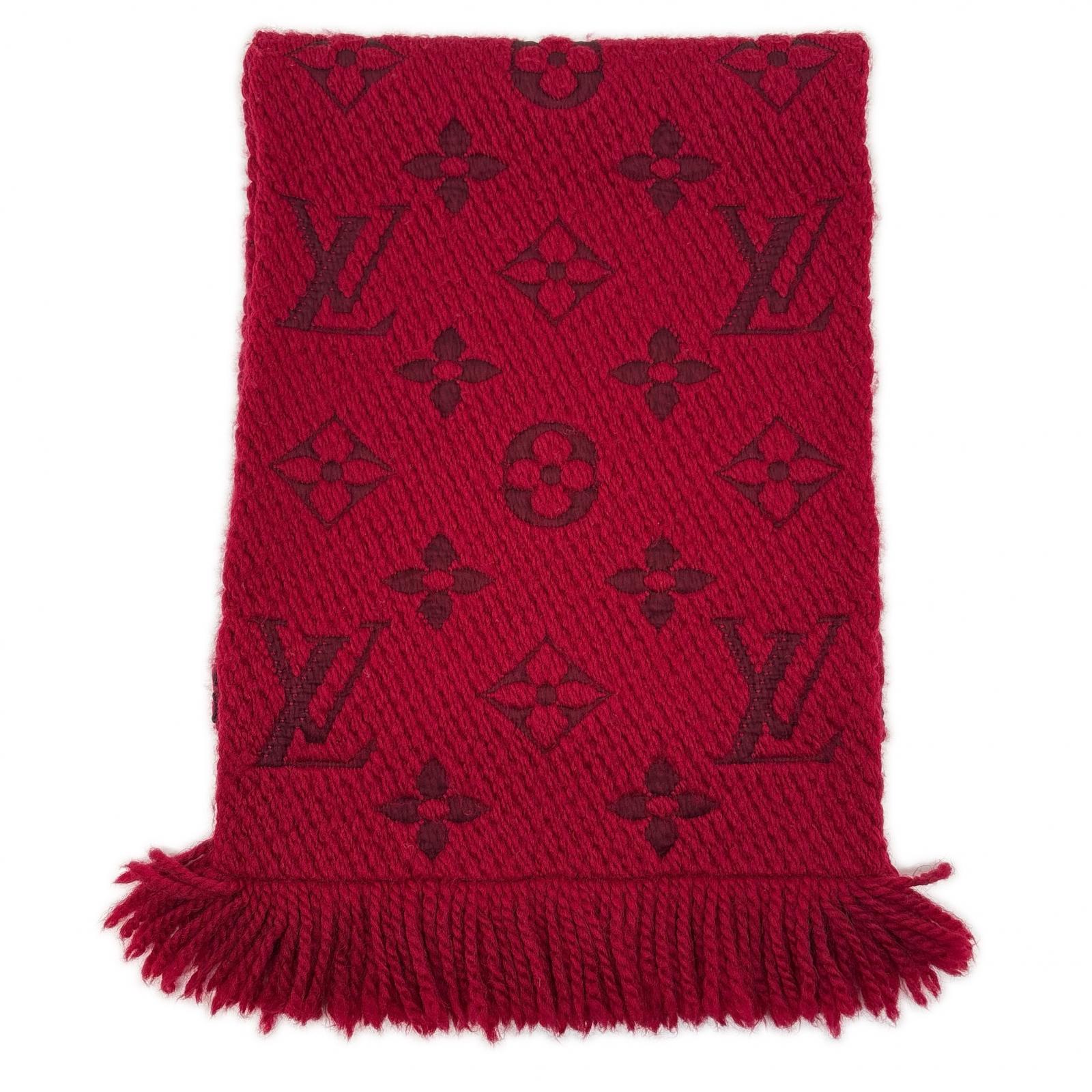LOUIS VUITTON ルイ・ヴィトン お召しもの品 エシャルプ ロゴタイプ気違い 消音装置 赤いこと 羊毛 413287 【中古】200