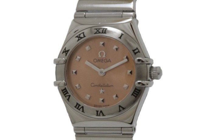 OMEGA ゼロ コンステレーション・マイチョイス 1561.61.00  ウォッチ 御覧なさる SS ステンレス鋼スチール写真 石英 サクラ色文字記号盤 レディース【中古】460