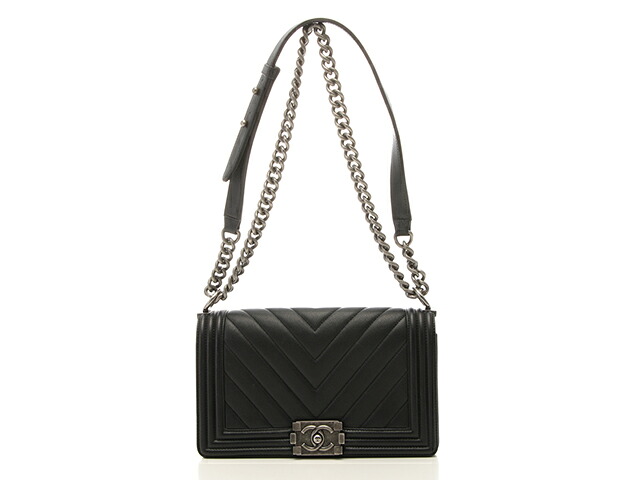 CHANEL シャネル バッグ ボーイシャネル25 Vステッチ チェーンショルダー ブラック/SV キャヒ バッグ ショルダーバッグ キャビアスキン ブラック レディース【中古】436|質屋 大黒屋
