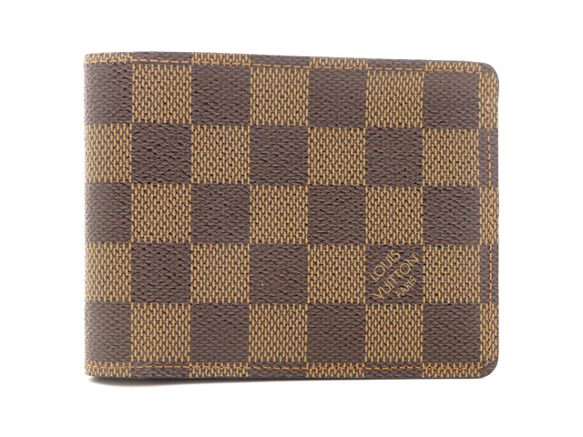 LOUIS VUITTON ルイ・ヴィトン 御徒面子 ポルトフォイユ・ミュルティプル ダミエ ｻｲﾌ･小物 N60895 二つ折り紙入れ ダミエアズールキャンバス/ダミエ 赤銅色 ユニ一発やる【中古】【437】