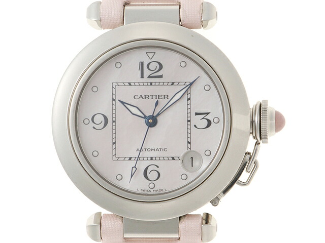 CARTIER カルティエ パシャC 2003年クリスマス限定 W3106499 腕時計 ウォッチ SS ステンレススチール サテンベルト 自動巻き ピンクシェル文字盤 【中古】460｜質屋　大黒屋
